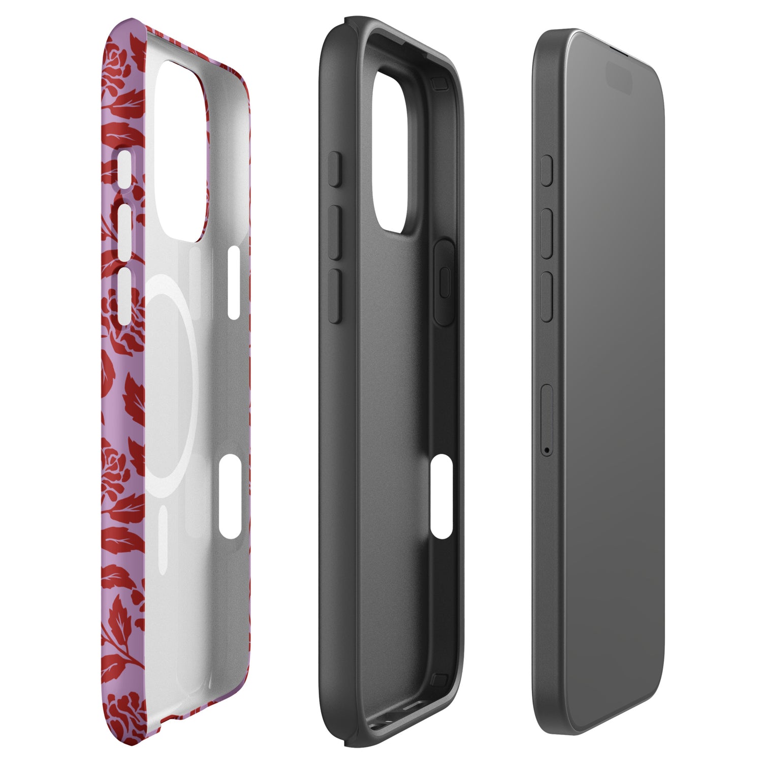 Lilac Red Rose Silhouette MagSafe Tough Case for iPhone