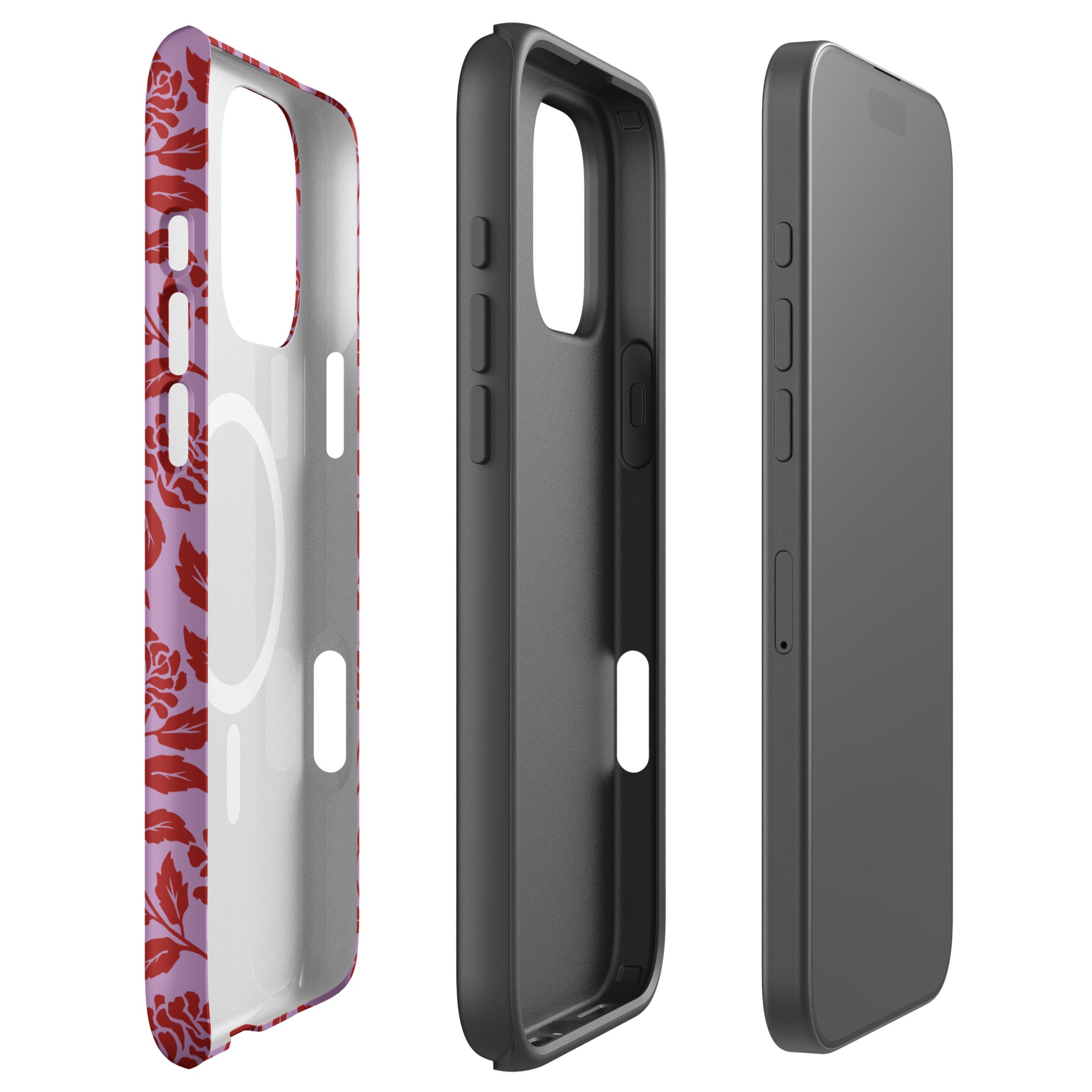 Lilac Red Rose Silhouette MagSafe Tough Case for iPhone