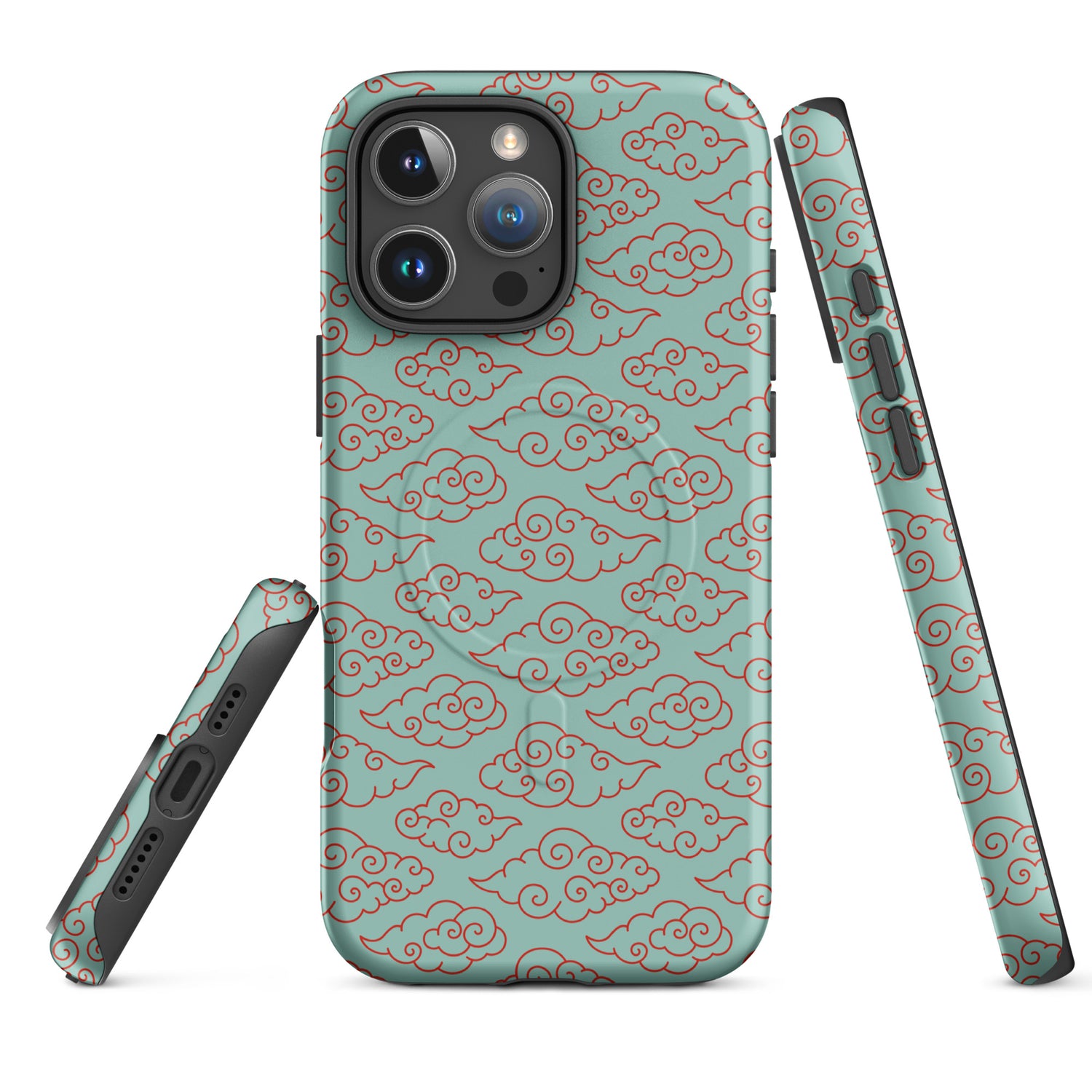 Mint Cloud Pattern MagSafe Tough Case for iPhone