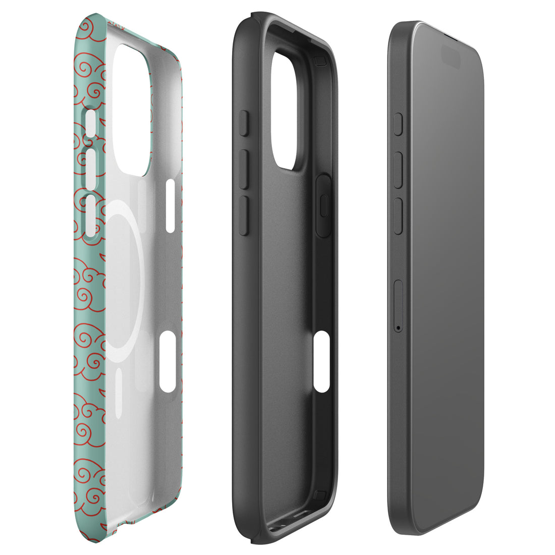 Mint Cloud Pattern MagSafe Tough Case for iPhone