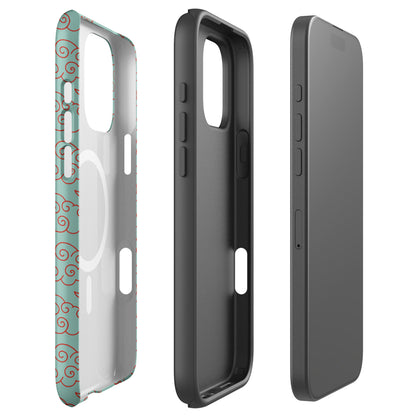 Mint Cloud Pattern MagSafe Tough Case for iPhone