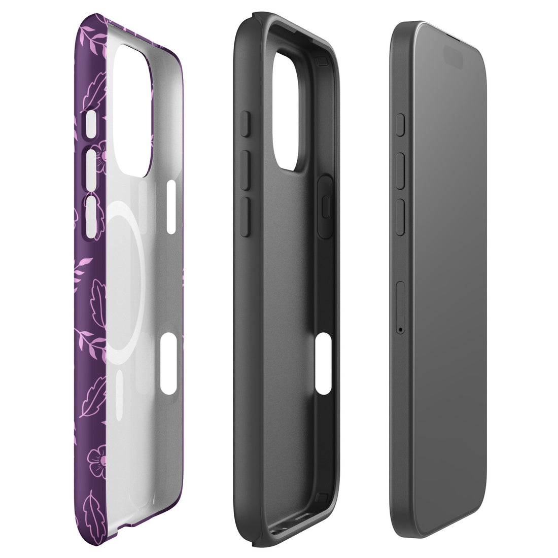 Murasaki Purple Botanical Linework MagSafe Tough Case for iPhone
