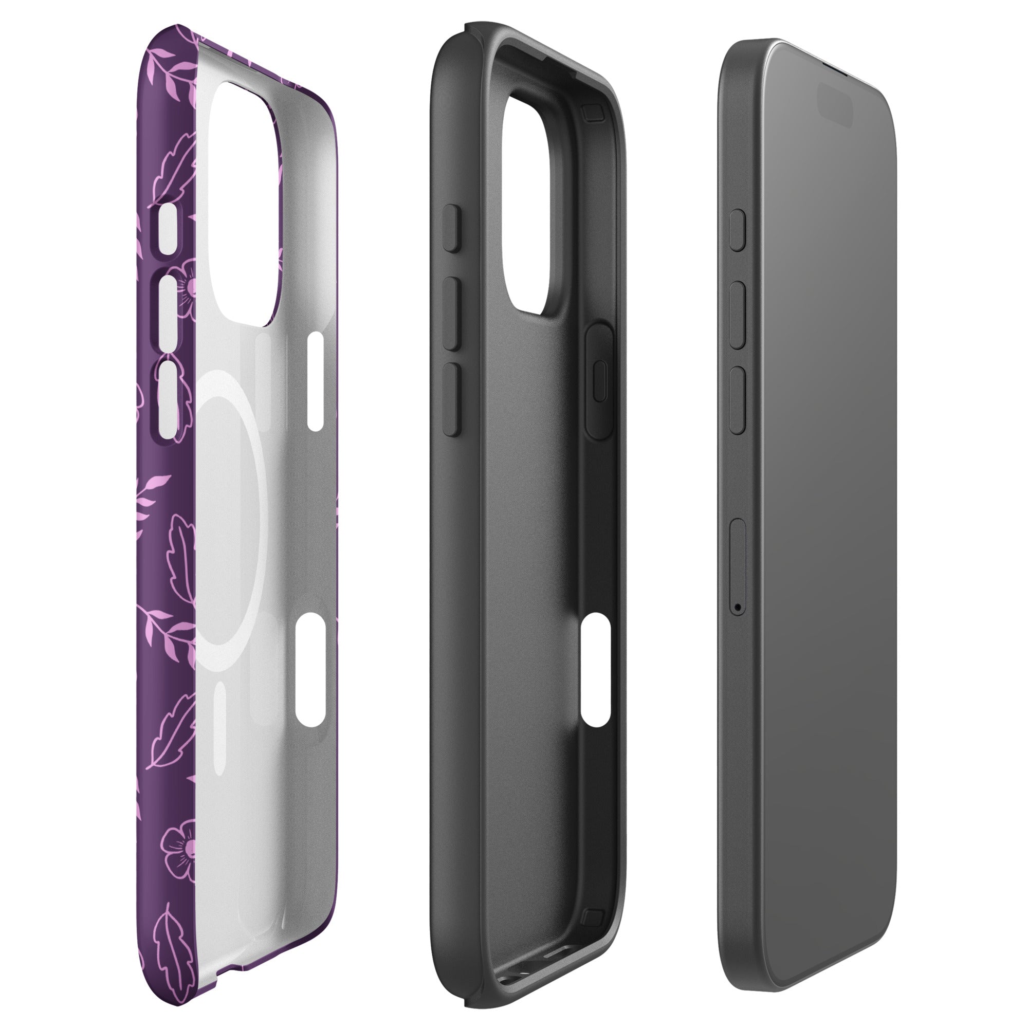 Murasaki Purple Botanical Linework MagSafe Tough Case for iPhone