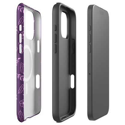 Murasaki Purple Botanical Linework MagSafe Tough Case for iPhone