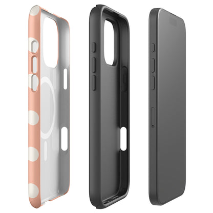 Peach Polka Dot MagSafe Tough Case for iPhone