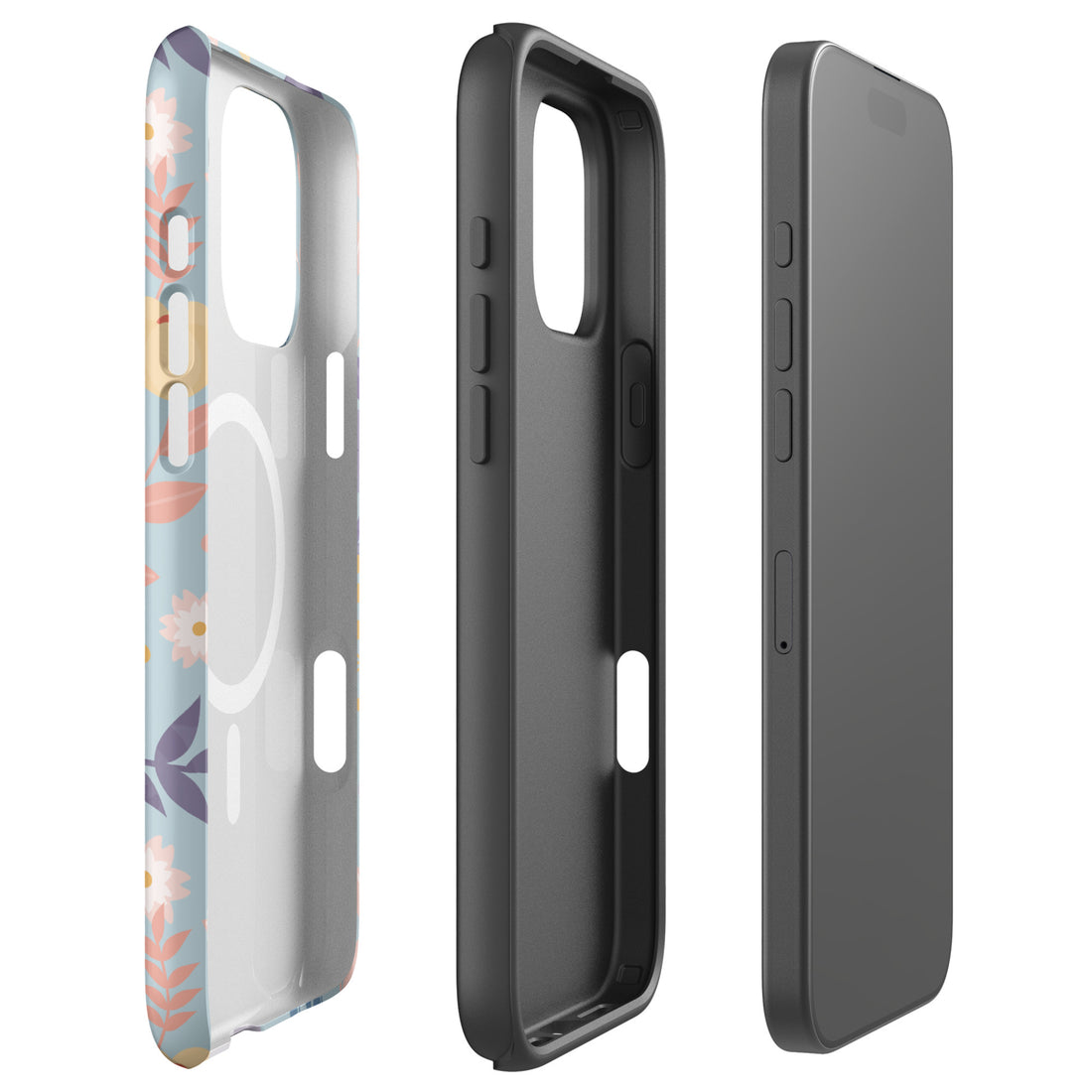 Pastel Floral Blue MagSafe Tough Case for iPhone