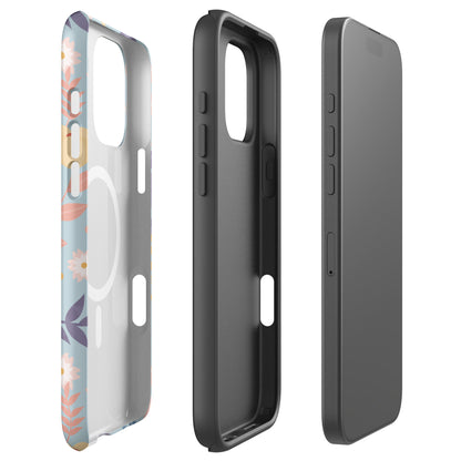 Pastel Floral Blue MagSafe Tough Case for iPhone