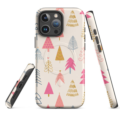 Pastel Holiday Trees MagSafe Tough Case for iPhone