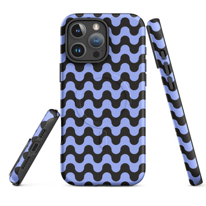 Periwinkle Black Retro Wave MagSafe Tough Case for iPhone