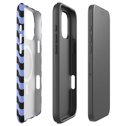 Periwinkle Black Retro Wave MagSafe Tough Case for iPhone