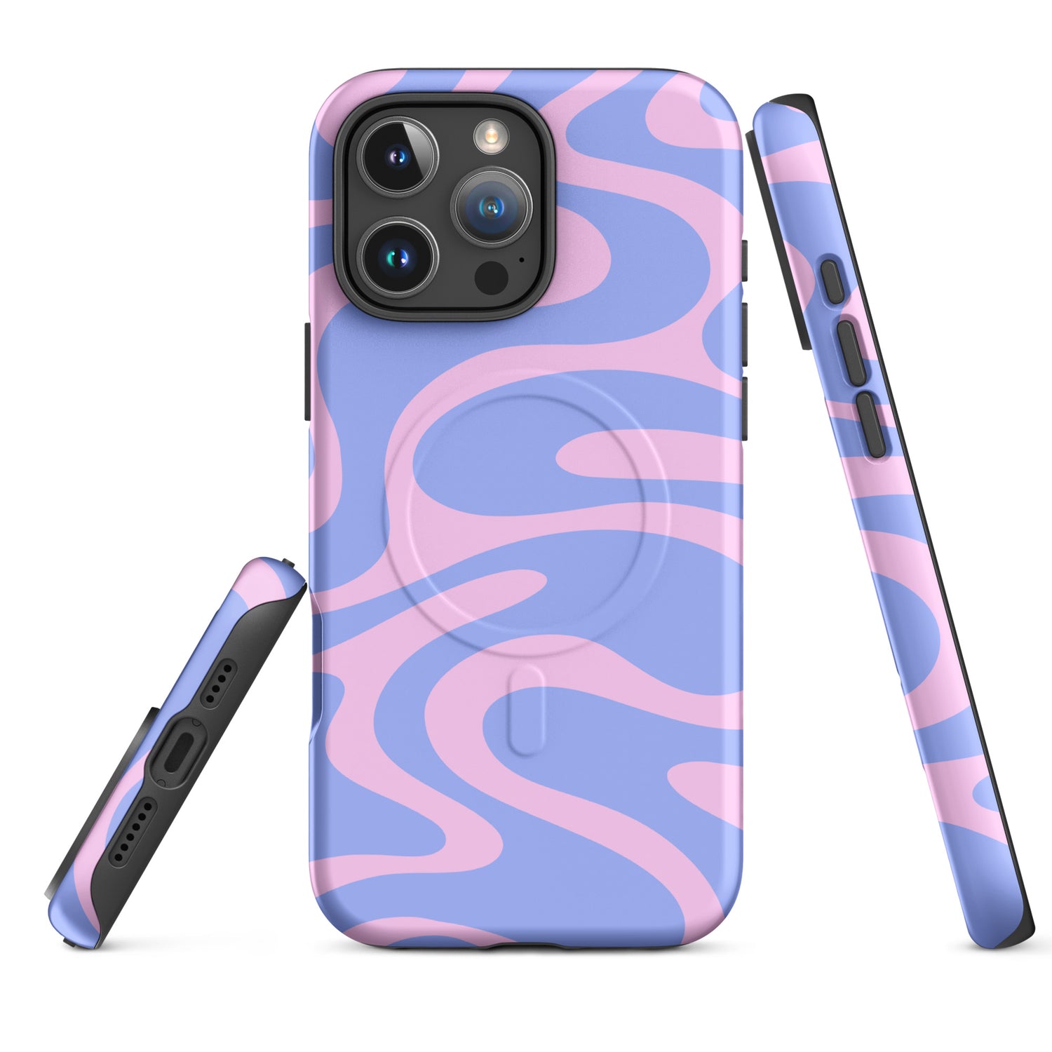Periwinkle Pink Abstract Wave MagSafe Tough Case for iPhone