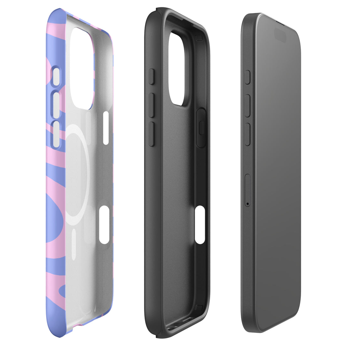 Periwinkle Pink Abstract Wave MagSafe Tough Case for iPhone