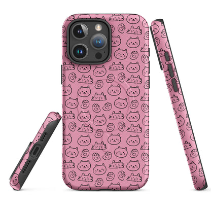 Pink Cat Pattern MagSafe Tough Case for iPhone