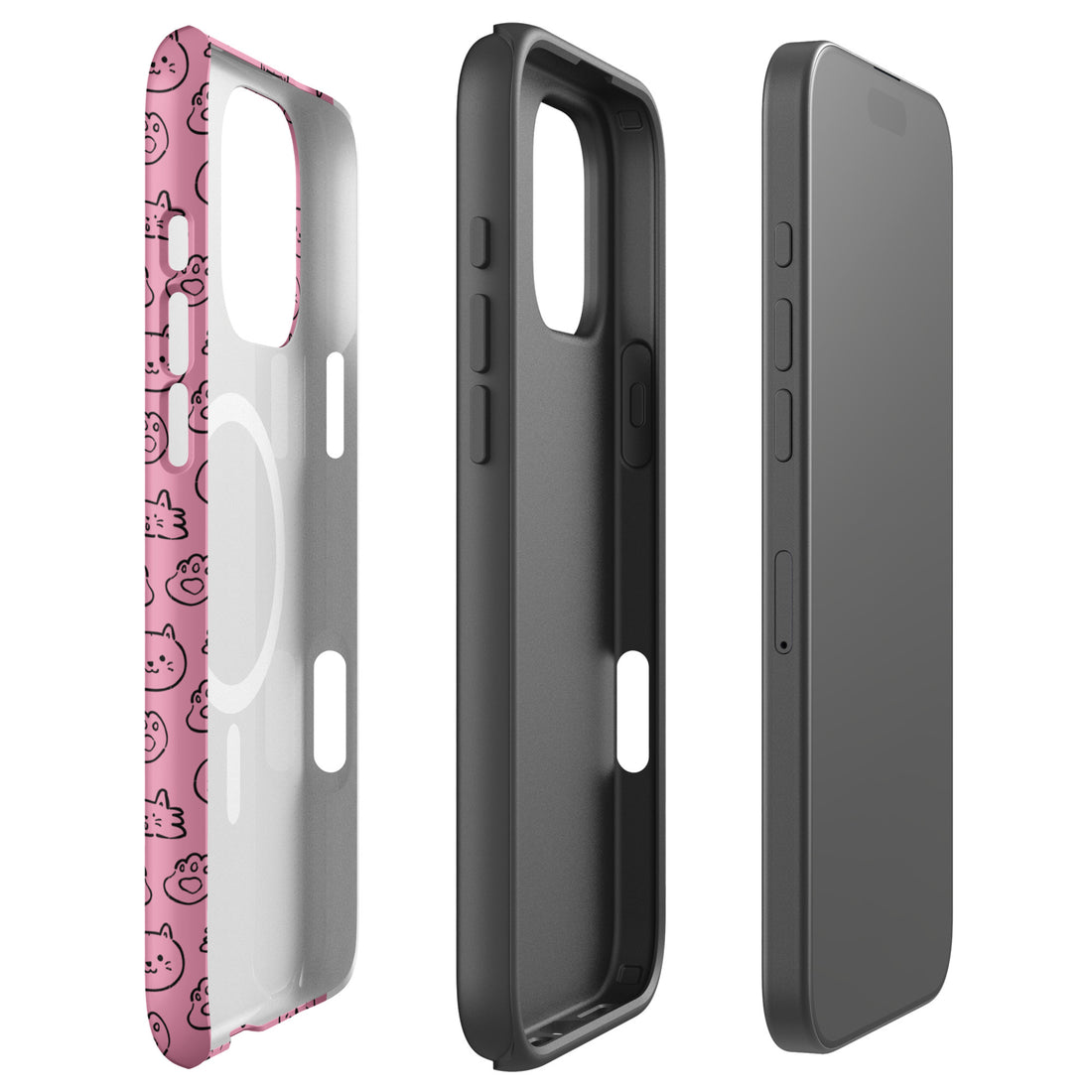 Pink Cat Pattern MagSafe Tough Case for iPhone