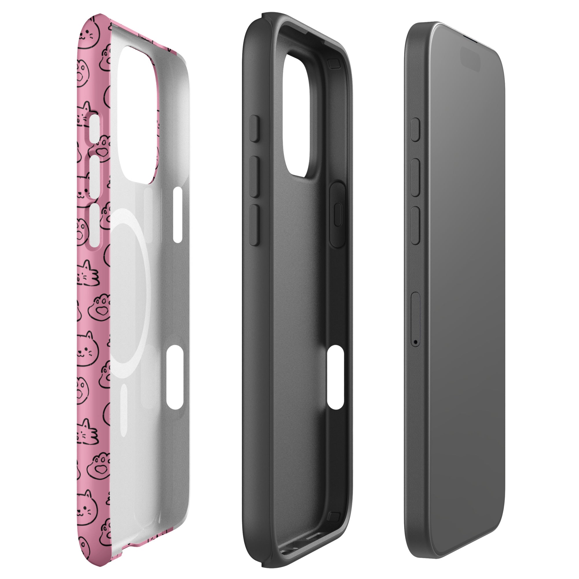 Pink Cat Pattern MagSafe Tough Case for iPhone