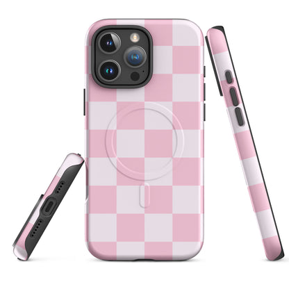 Pink Checkerboard MagSafe Tough Case for iPhone