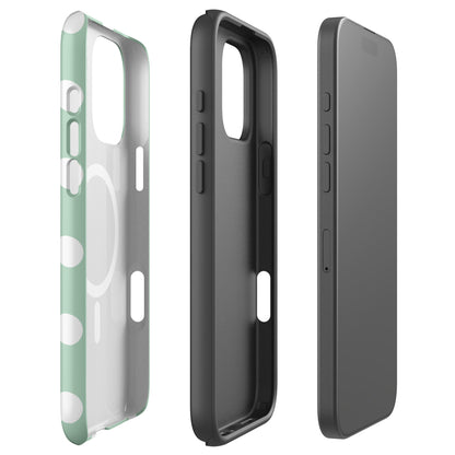 Mint Polka Dot MagSafe Tough Case for iPhone