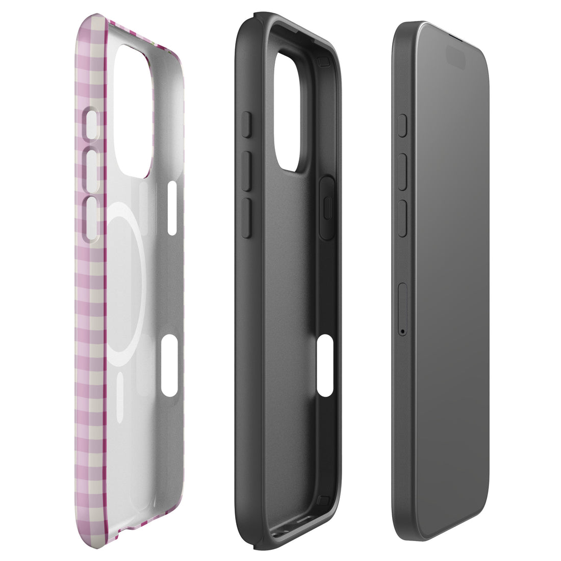 Plum Gingham Floral MagSafe Tough Case for iPhone