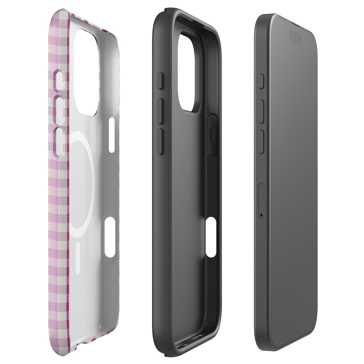 Plum Gingham Floral MagSafe Tough Case for iPhone