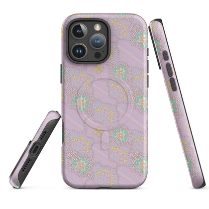 Retro Floral Lavender MagSafe Tough Case for iPhone