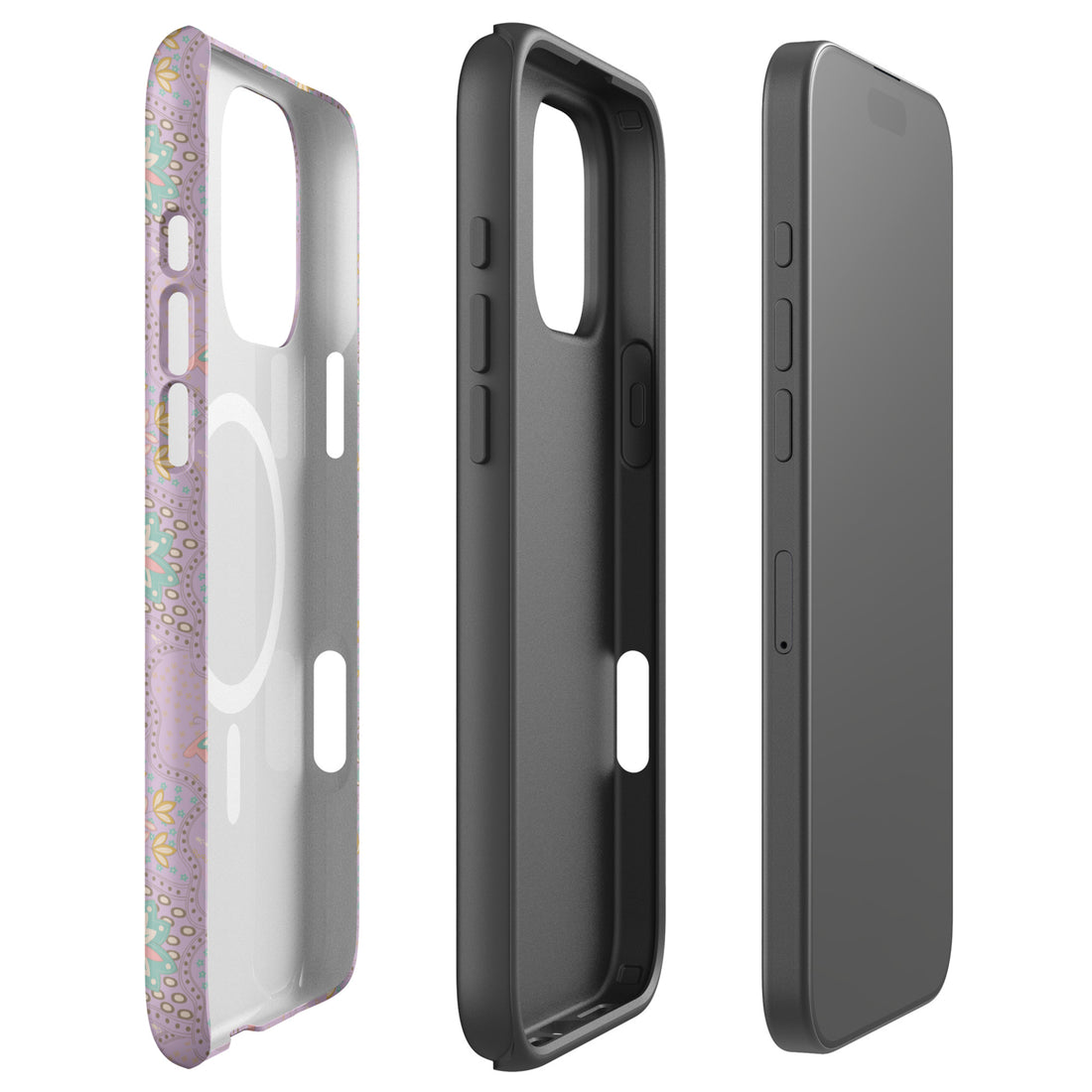 Retro Floral Lavender MagSafe Tough Case for iPhone