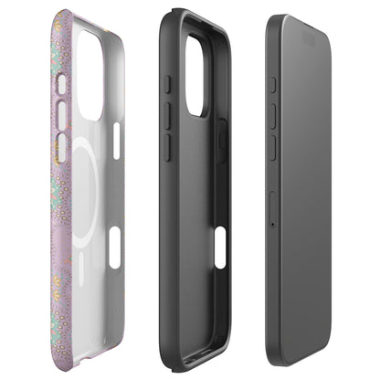 Retro Floral Lavender MagSafe Tough Case for iPhone