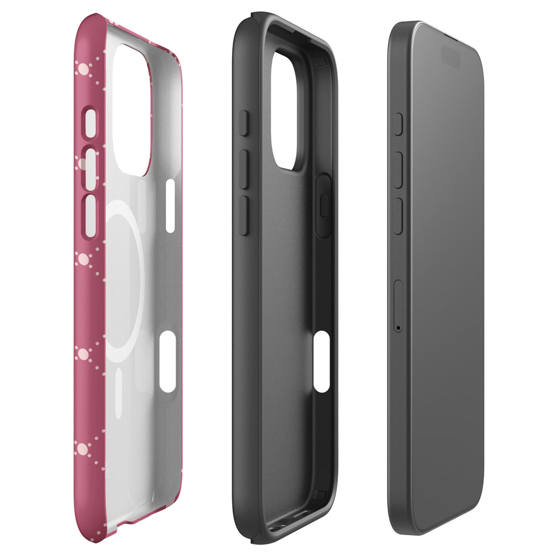 Roseberry Pink Heart Grid MagSafe Tough Case for iPhone