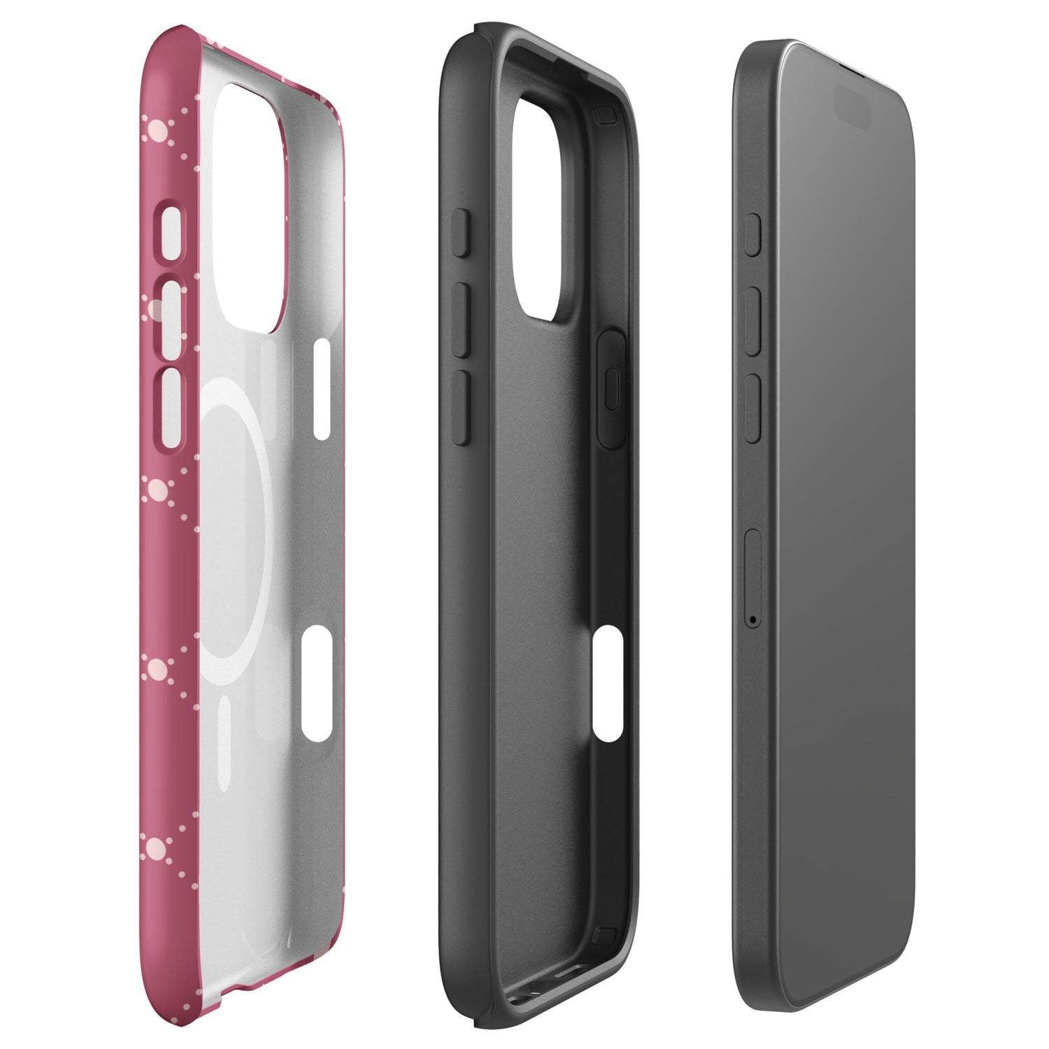 Roseberry Pink Heart Grid MagSafe Tough Case for iPhone