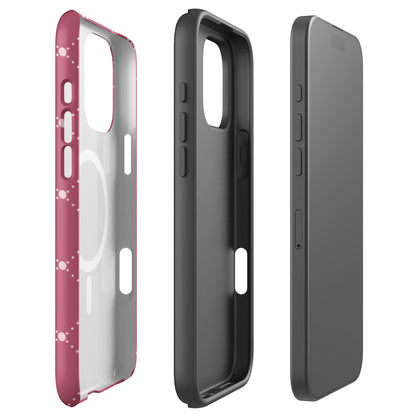 Roseberry Pink Heart Grid MagSafe Tough Case for iPhone