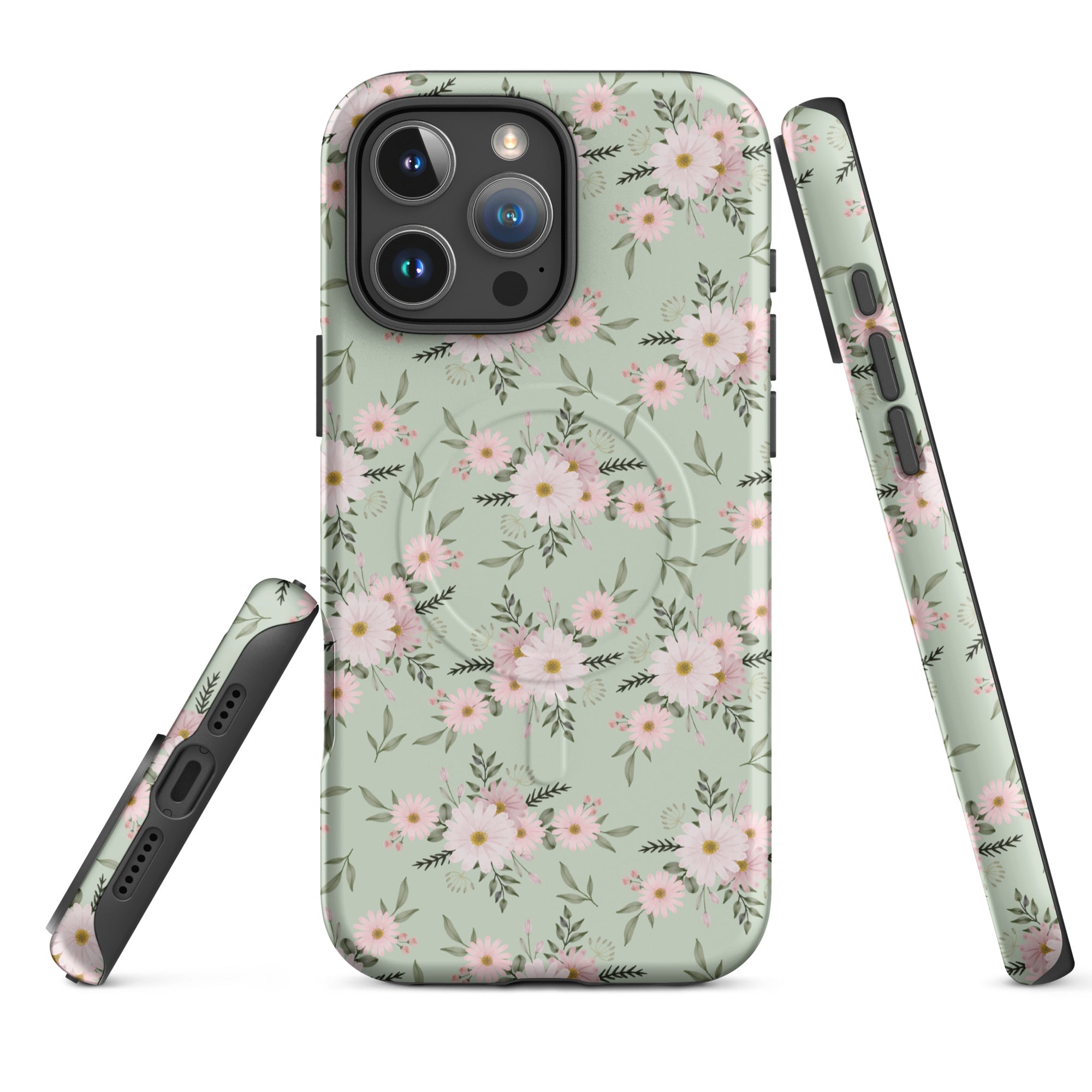 Sage Dainty Floral MagSafe Tough Case for iPhone