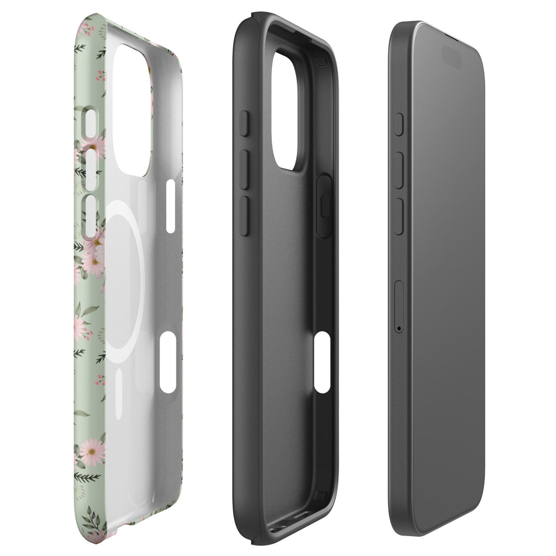 Sage Dainty Floral MagSafe Tough Case for iPhone