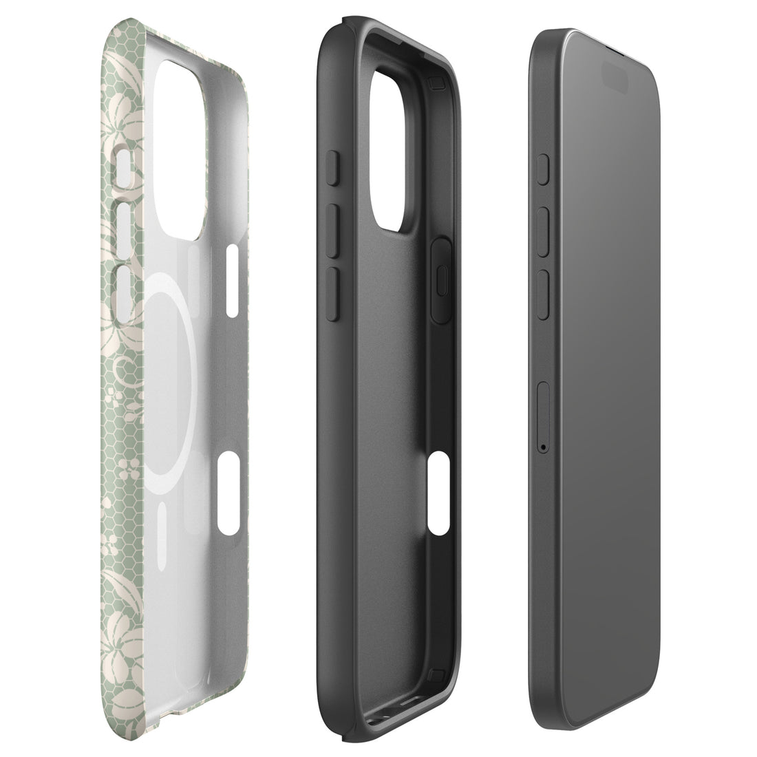 Sage Lace Floral MagSafe Tough Case for iPhone