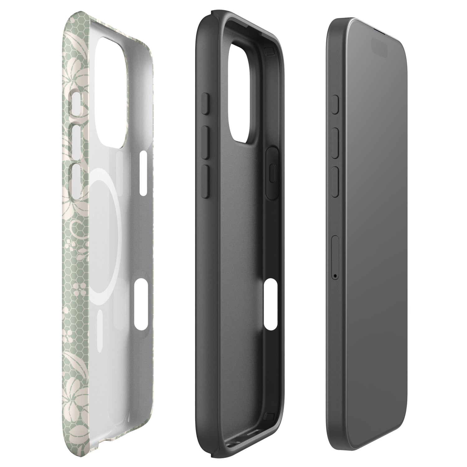 Sage Lace Floral MagSafe Tough Case for iPhone