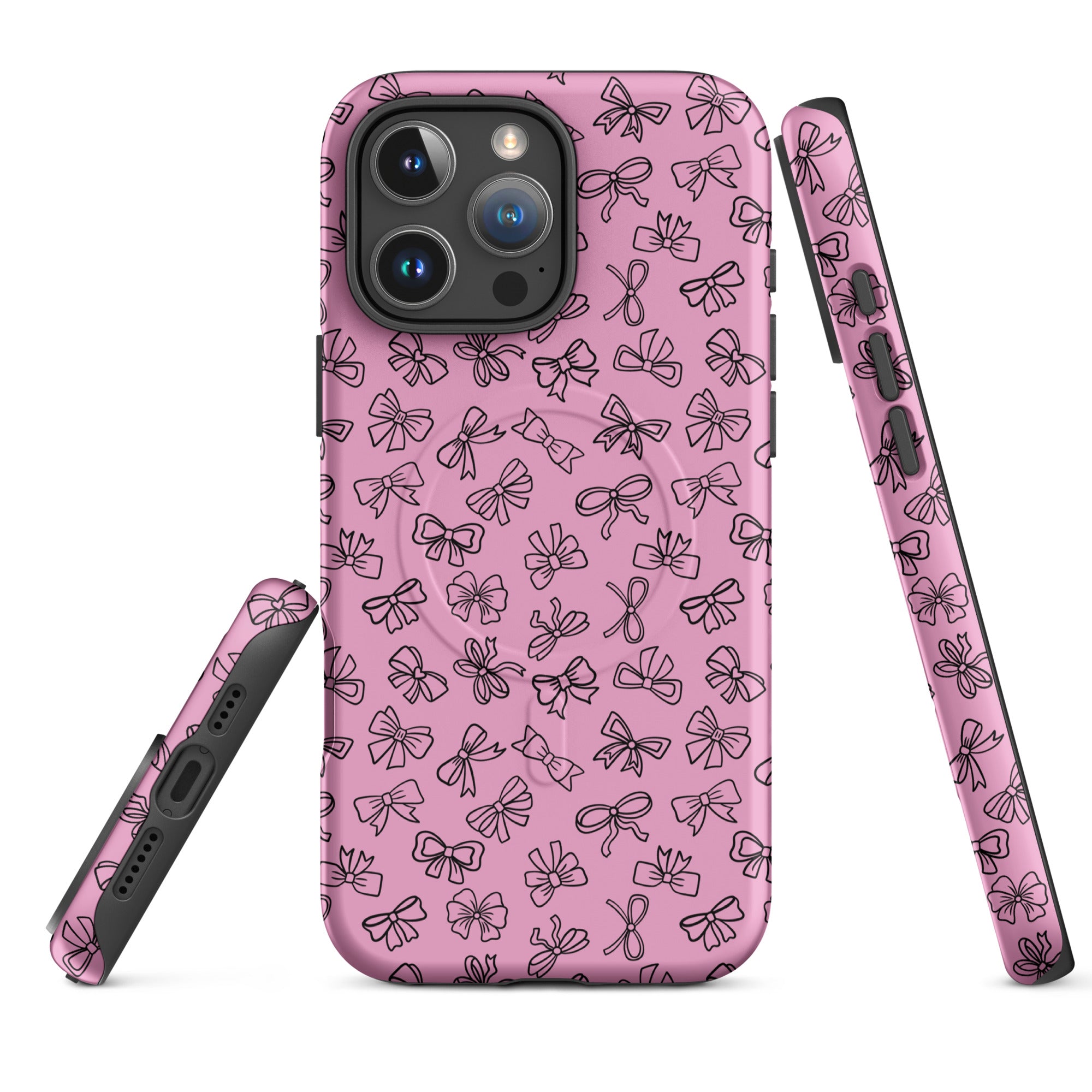 Sketchy Pink Bows MagSafe Tough Case for iPhone