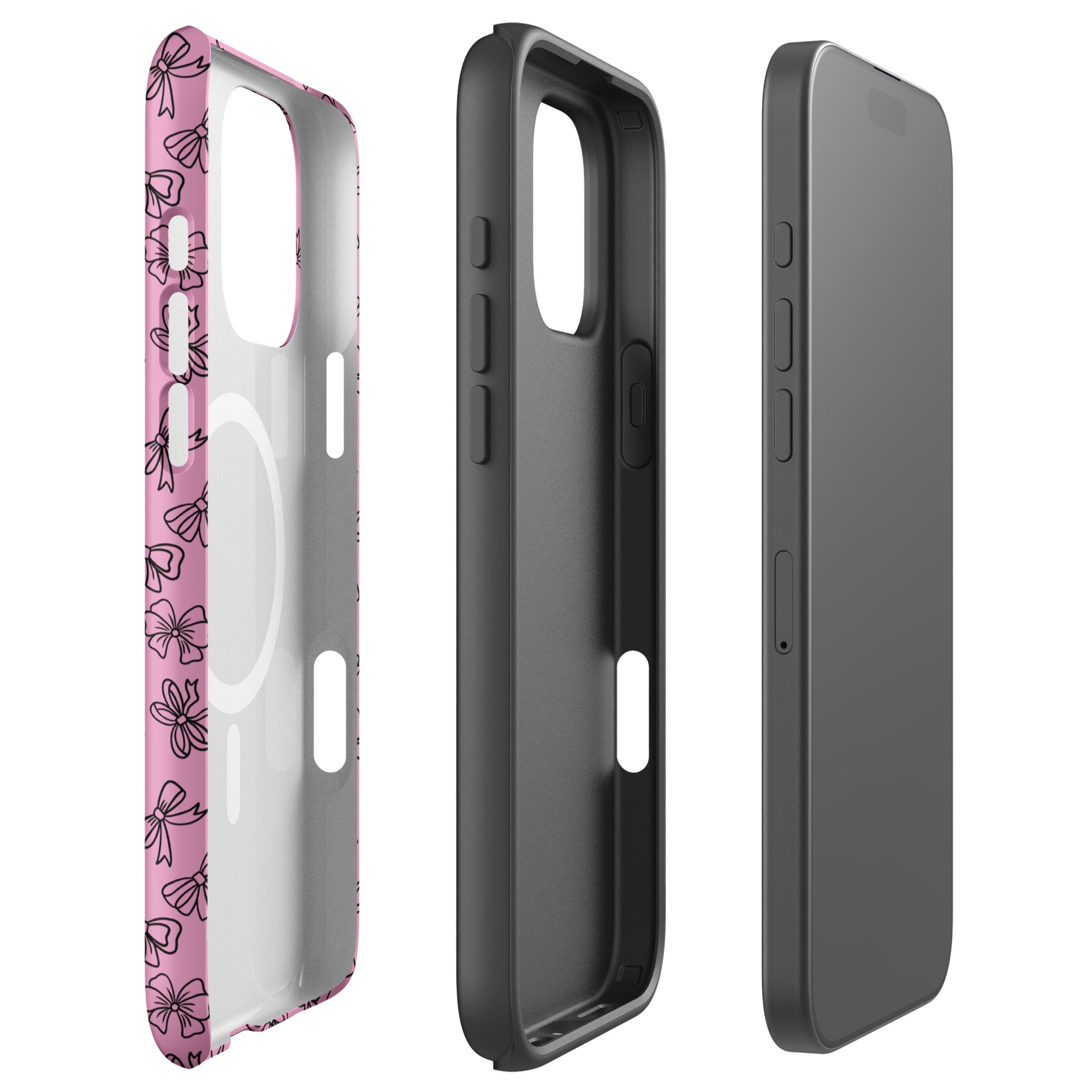 Sketchy Pink Bows MagSafe Tough Case for iPhone