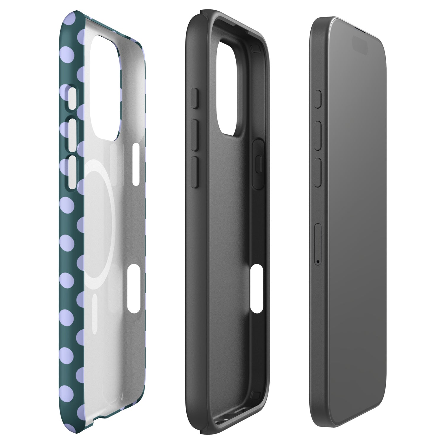 Teal Blue Polka Dot Lavender MagSafe Tough Case for iPhone