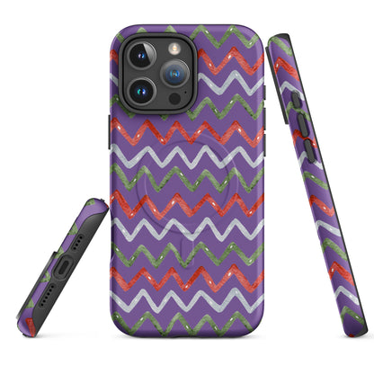 Zigzag Holiday Stripes MagSafe Tough Case for iPhone