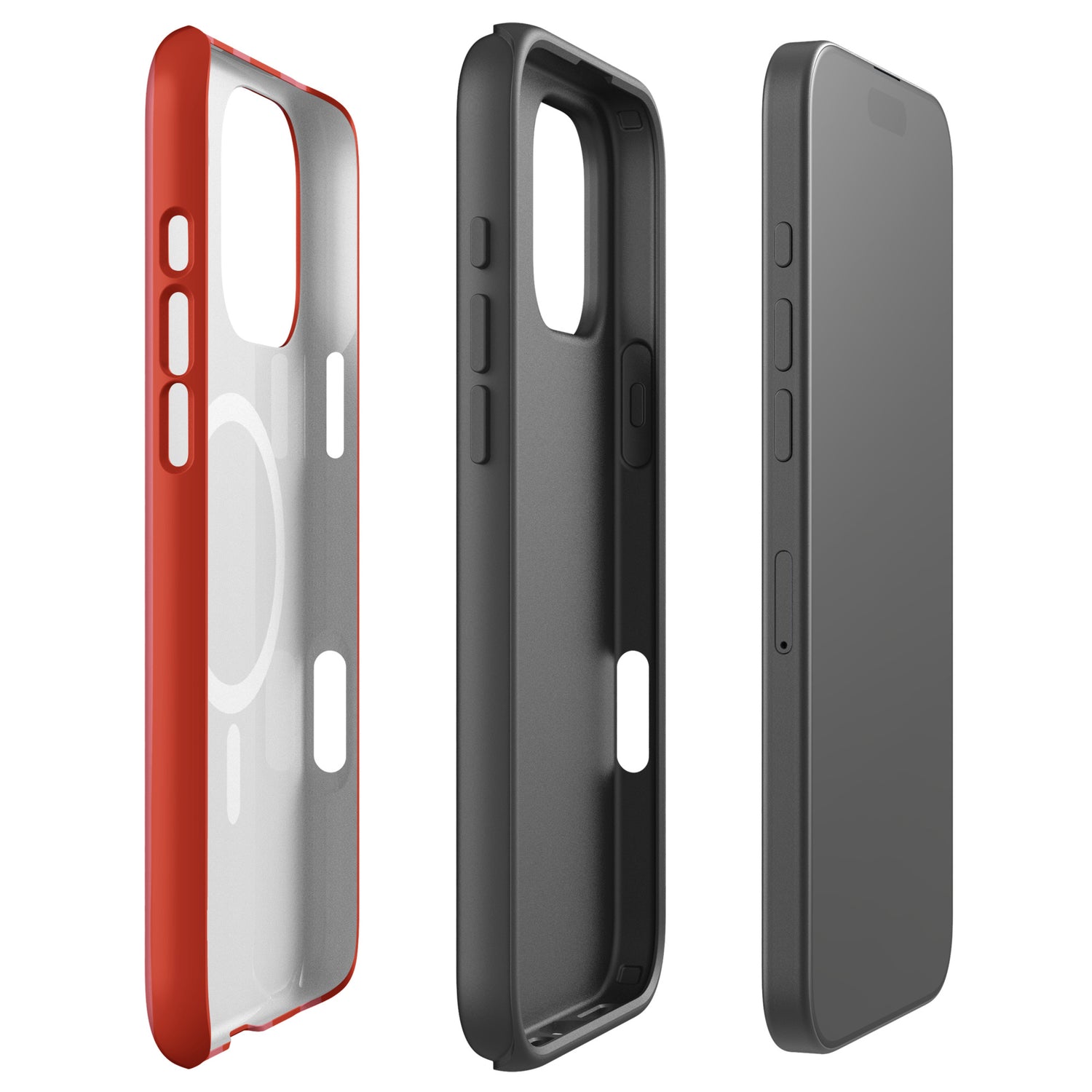 Retro Red + Pink Wavy Stripe MagSafe Tough Case for iPhone