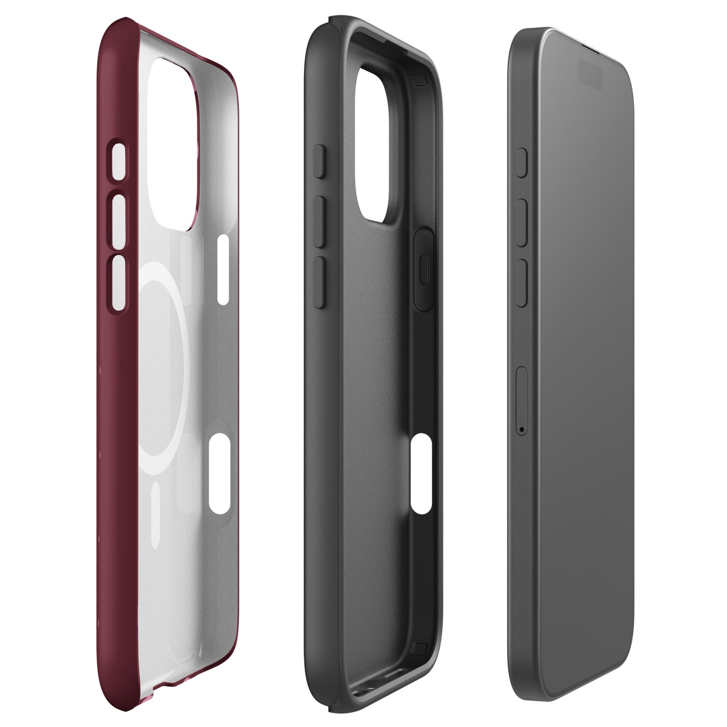 Burgundy Pink Polka Dot MagSafe Tough Case for iPhone