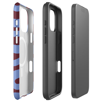 Burgundy Blue Abstract Wave MagSafe Tough Case for iPhone
