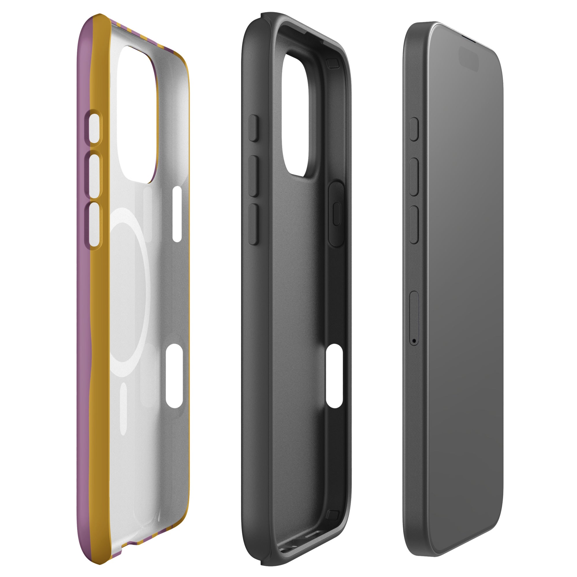 Mauve Mustard Wavy Stripe MagSafe Tough Case for iPhone