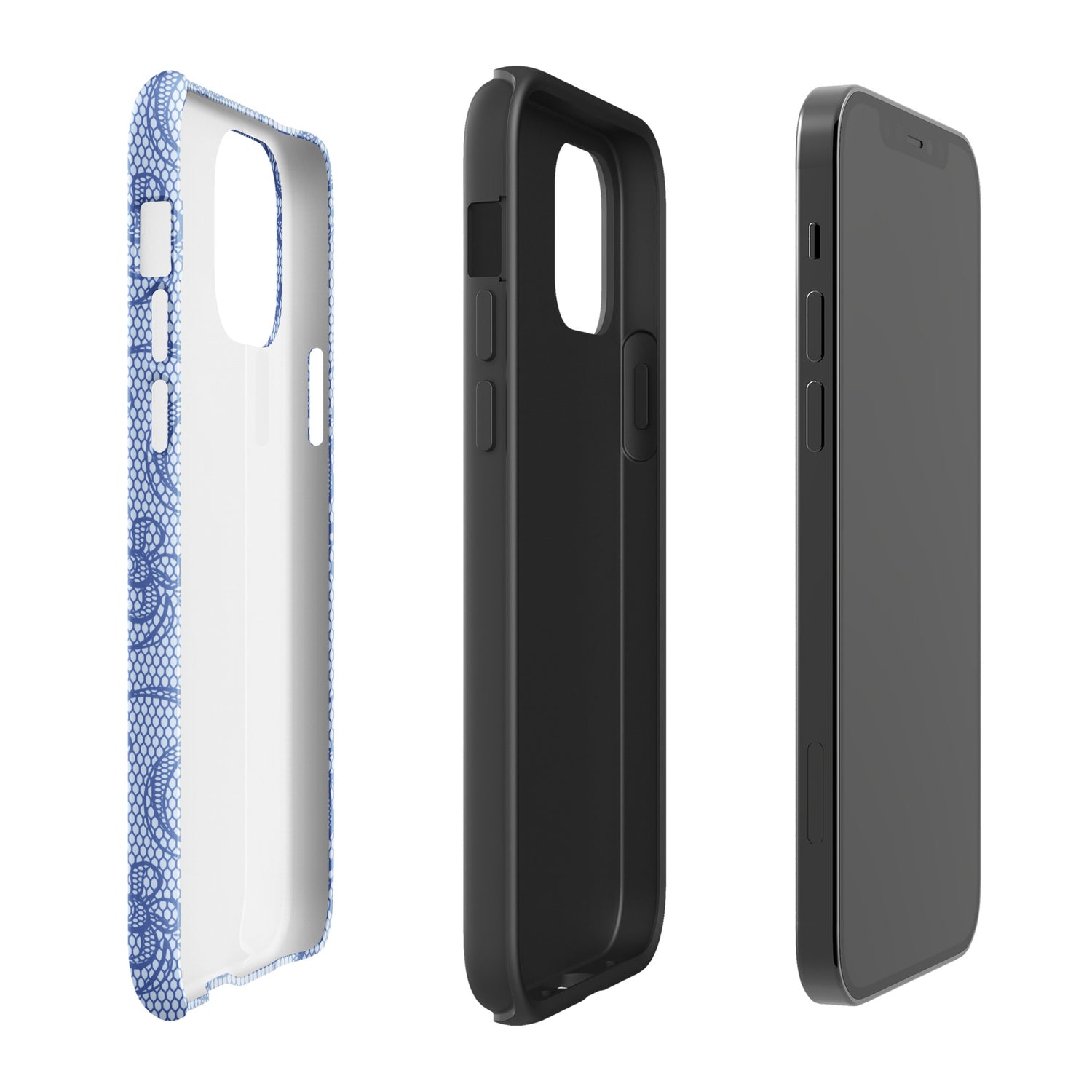 Blue Lace Floral Tough Case for iPhone