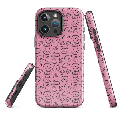Pink Cat Pattern Tough Case for iPhone