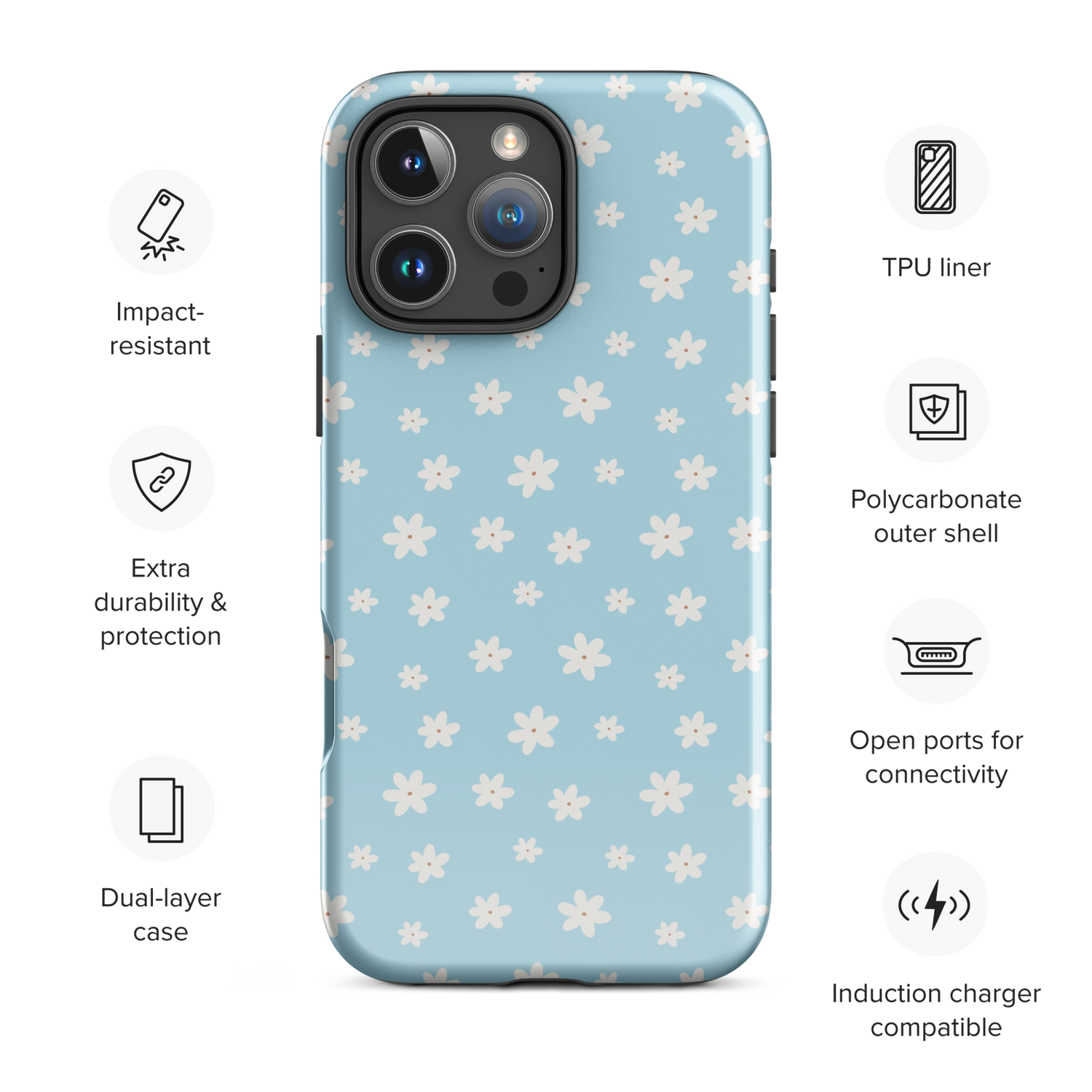 Soft Blue Daisy Tough Case for iPhone