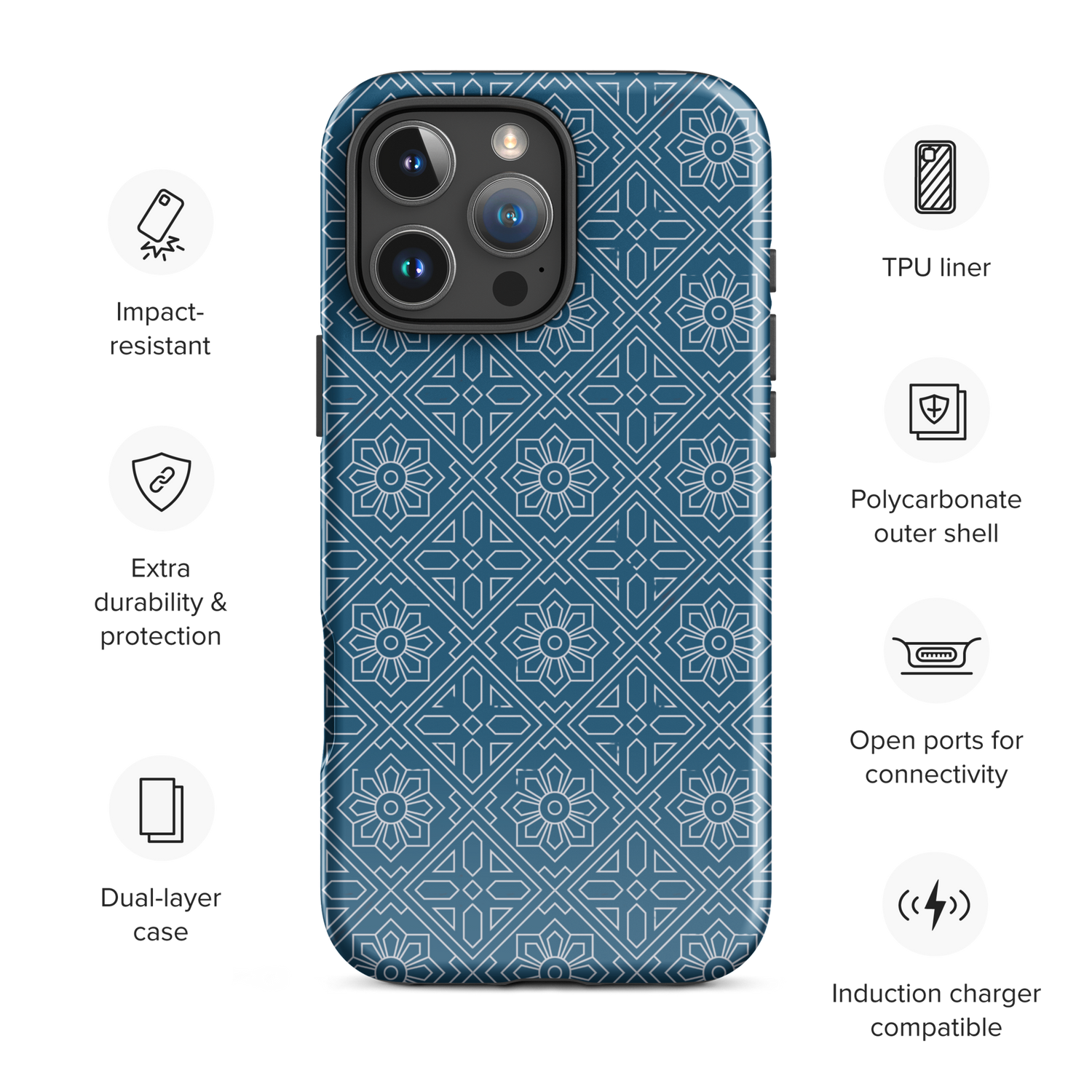Indigo Tile Chic Tough Case for iPhone