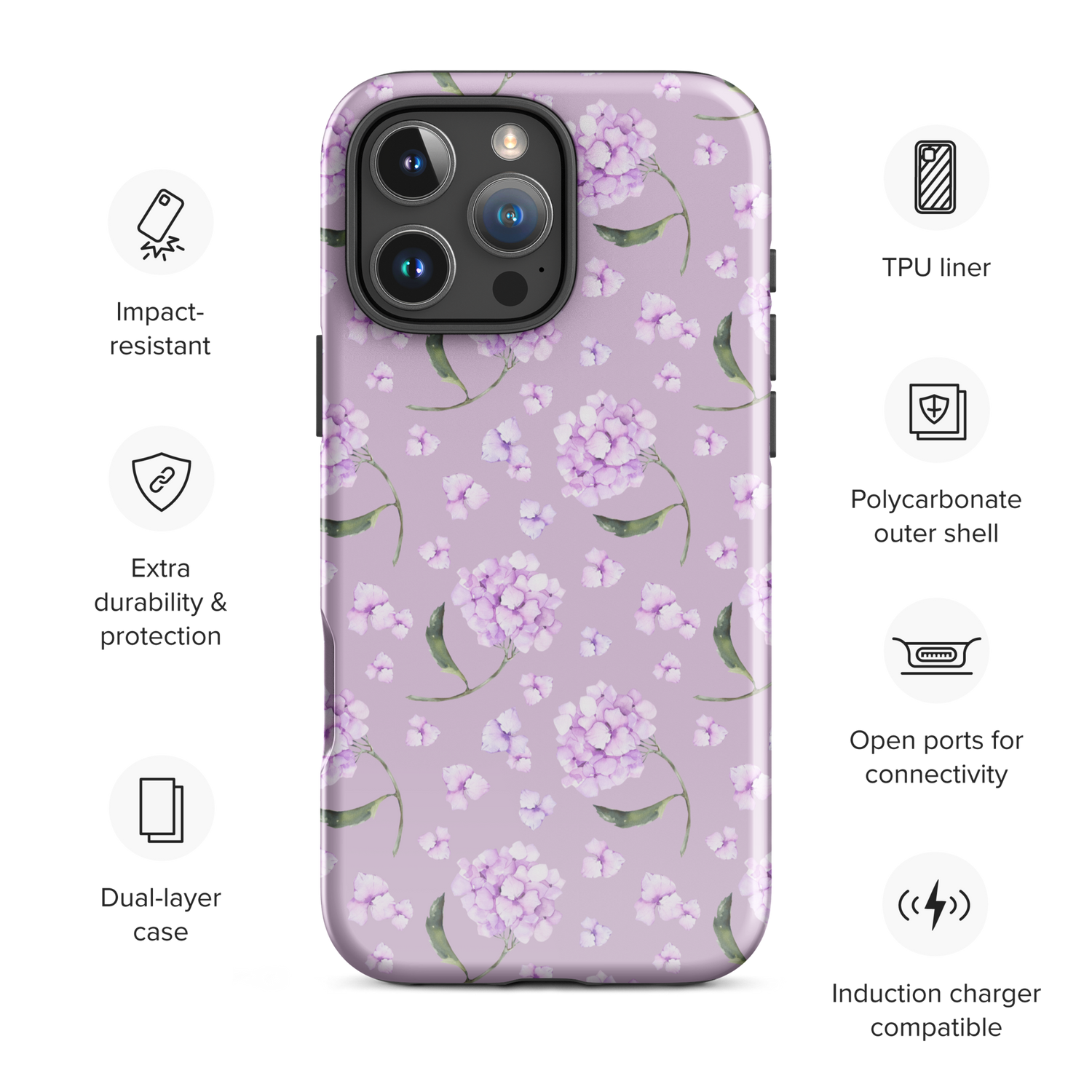 Lilac Hydrangea Bliss Tough Case for iPhone