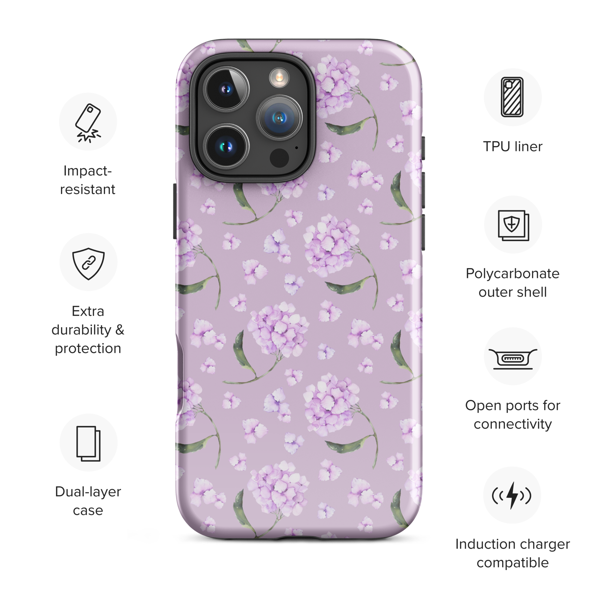 Lilac Hydrangea Bliss Tough Case for iPhone