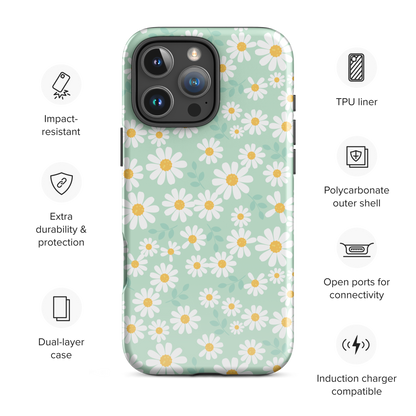 Mint Daisy Delight Tough Case for iPhone