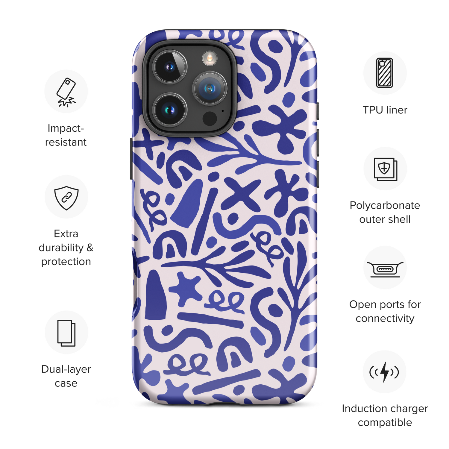 Abstract Indigo Splash Tough Case for iPhone
