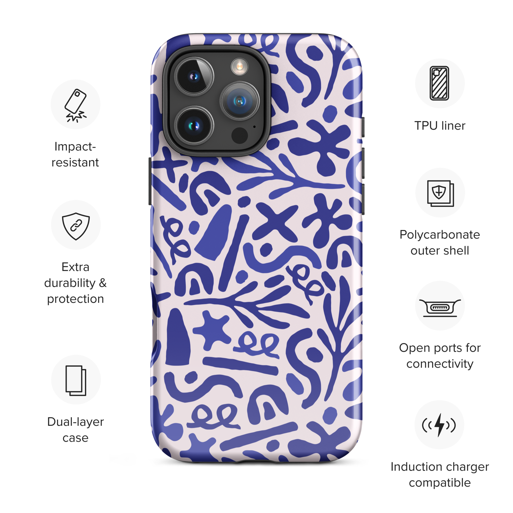 Abstract Indigo Splash Tough Case for iPhone